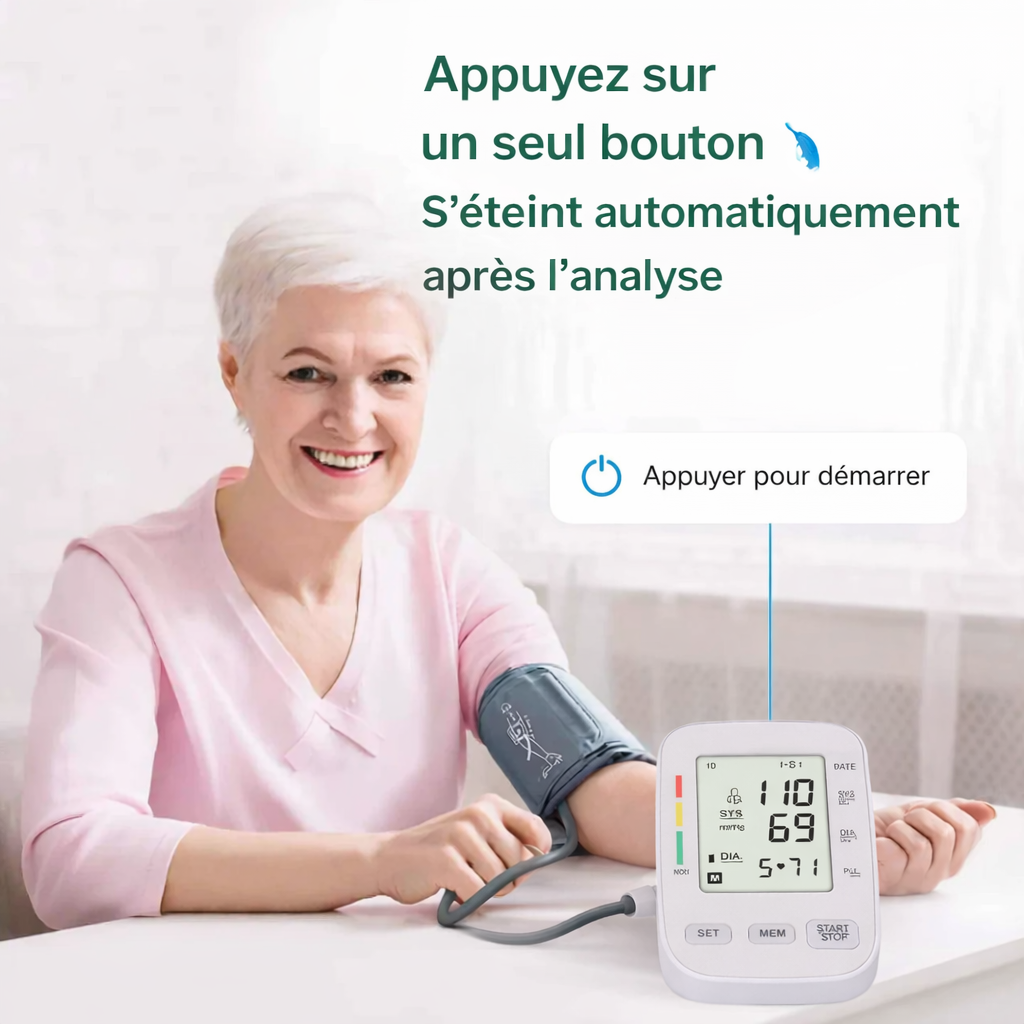 Tensiomètre Électronique à Bras – Écran Digital Brassard confortable avec mémoire – Mesure tension et pouls