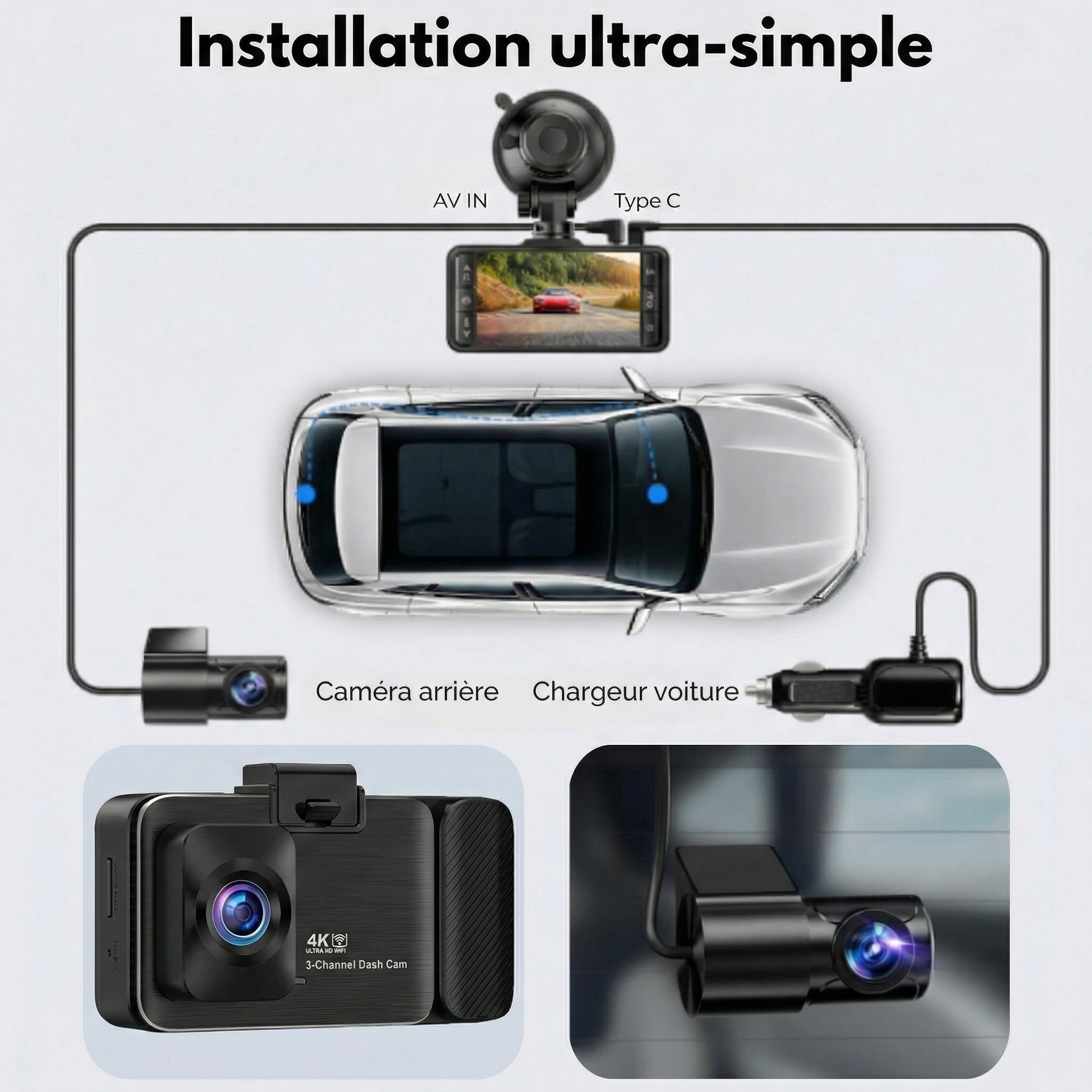 Dashcam 4K Ultra HD – Écran 3,9" – Avolo